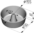 хлебопекарная форма 17 Ж круглая с конусом 155 х 130 х 80 мм