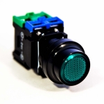 Кнопка зелёная с подсв JLPB-22FR61G, 24VDC 1A – фото